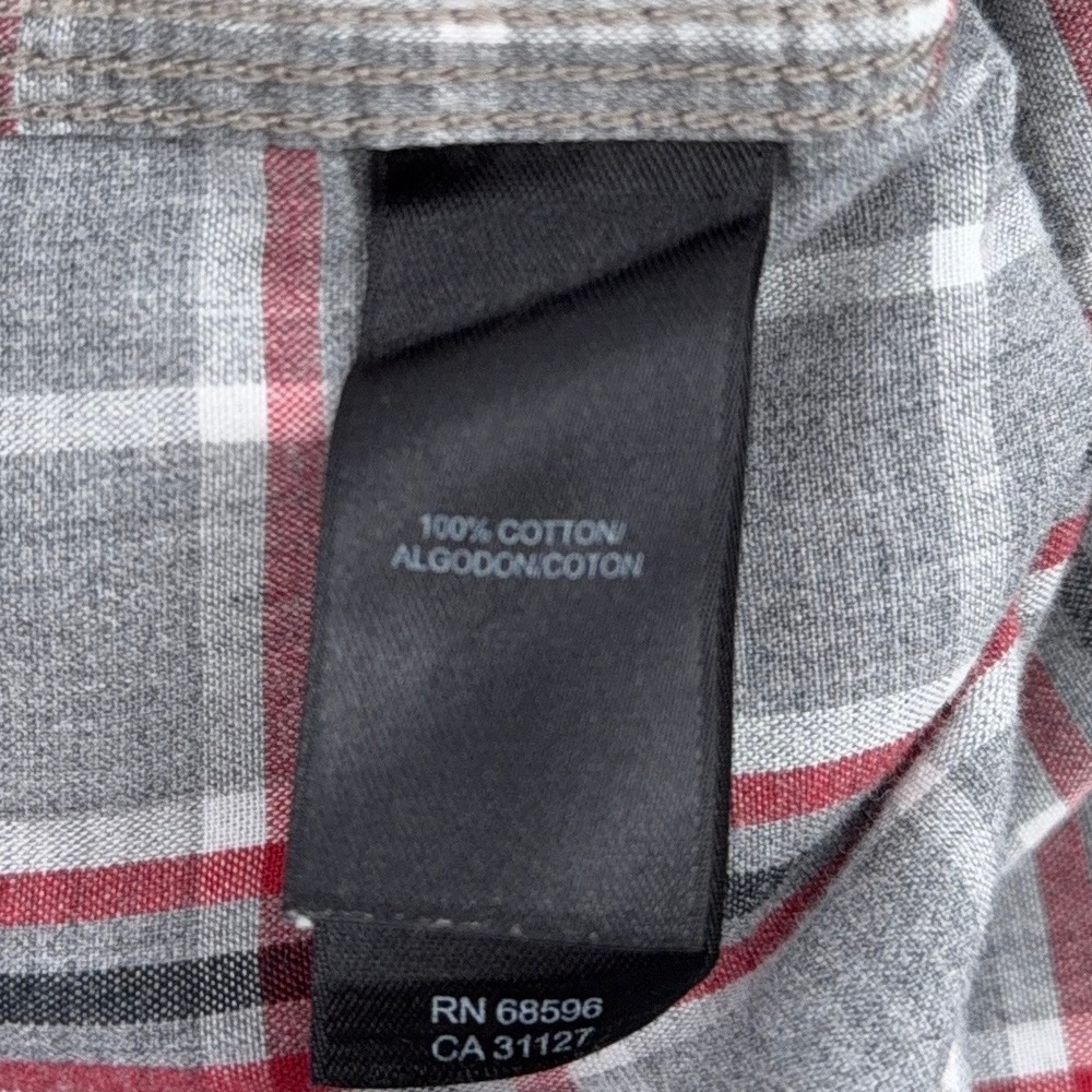 DKNY Jeans Plaid Button Down Shirt Mens 2XLT 100% Cotton Gray Red - Picture 4 of 7